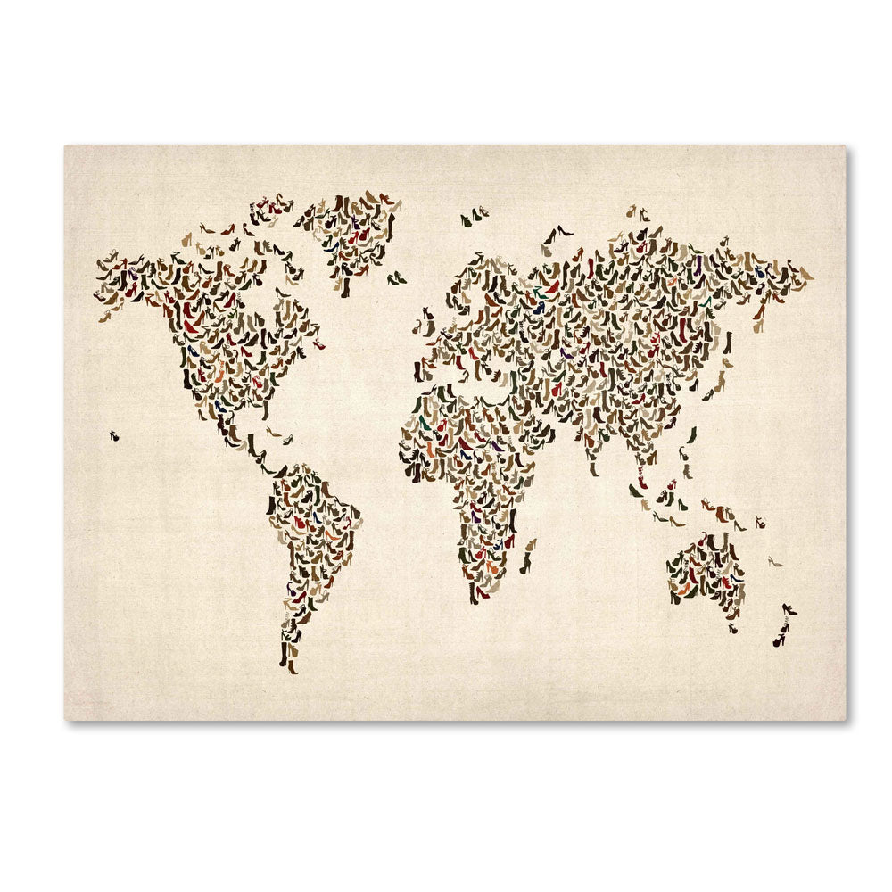 Michael Tompsett Ladies Shoes World Map 14 x 19 Canvas Art Image 1