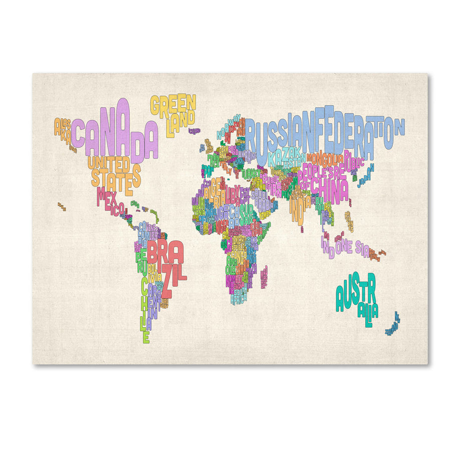 Michael Tompsett World Text Map 5 14 x 19 Canvas Art Image 1