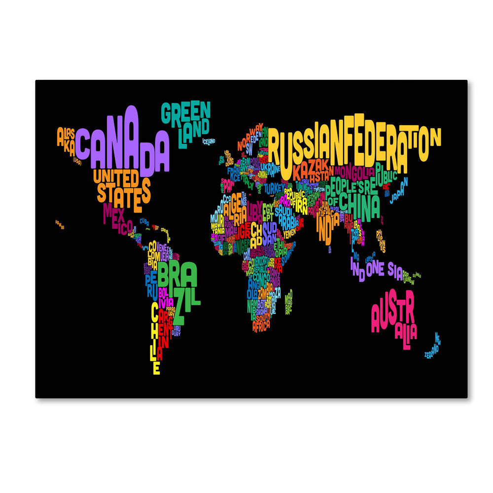 Michael Tompsett World Text Map 4 14 x 19 Canvas Art Image 1