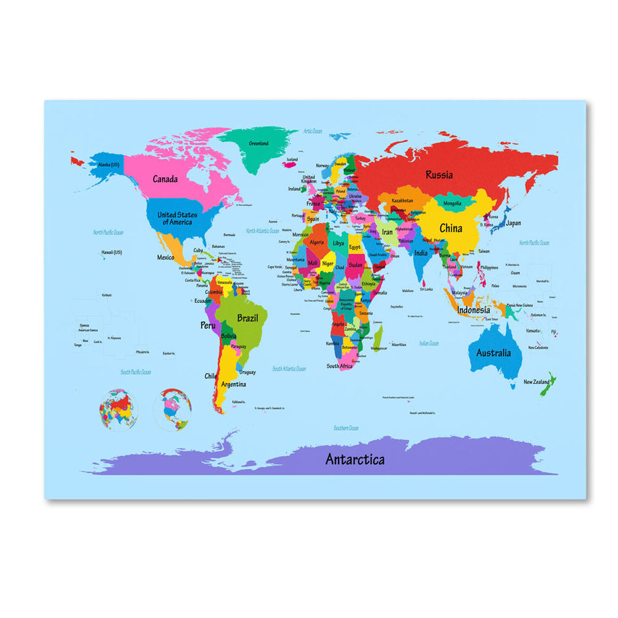 Michael Tompsett Childrens World Map 14 x 19 Canvas Art Image 1