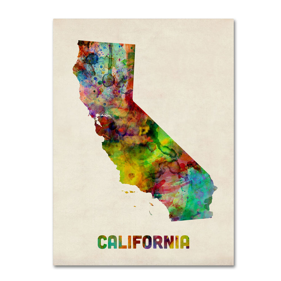 Michael Tompsett California Map 14 x 19 Canvas Art Image 1
