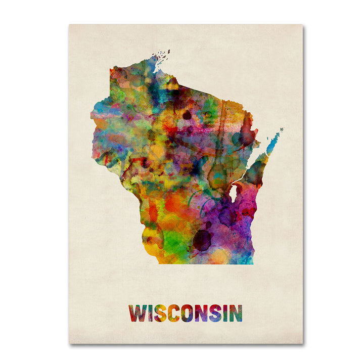 Michael Tompsett Wisconsin Map 14 x 19 Canvas Art Image 1