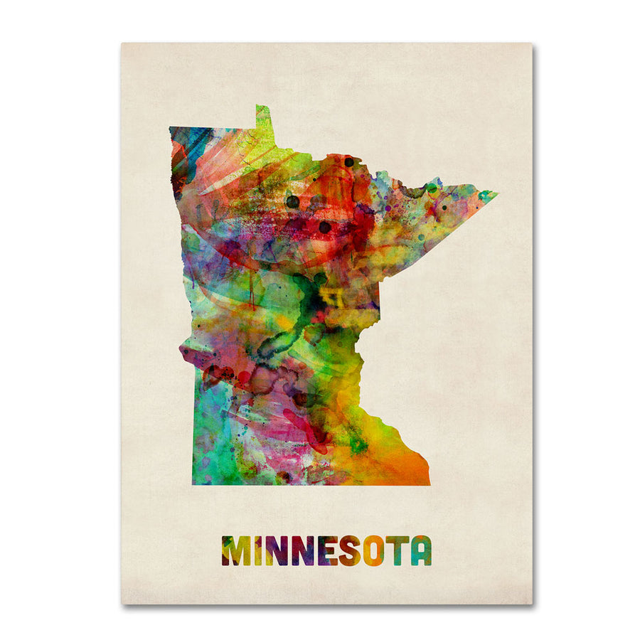 Michael Tompsett Minnesota Map 14 x 19 Canvas Art Image 1