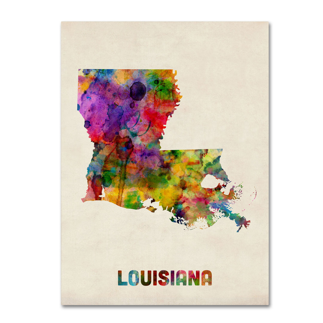 Michael Tompsett Louisiana Map 14 x 19 Canvas Art Image 2