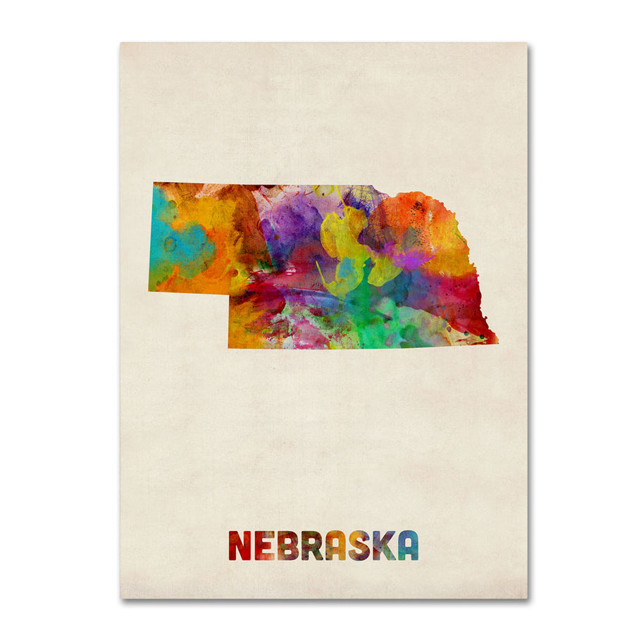 Michael Tompsett Nebraska Map 14 x 19 Canvas Art Image 1