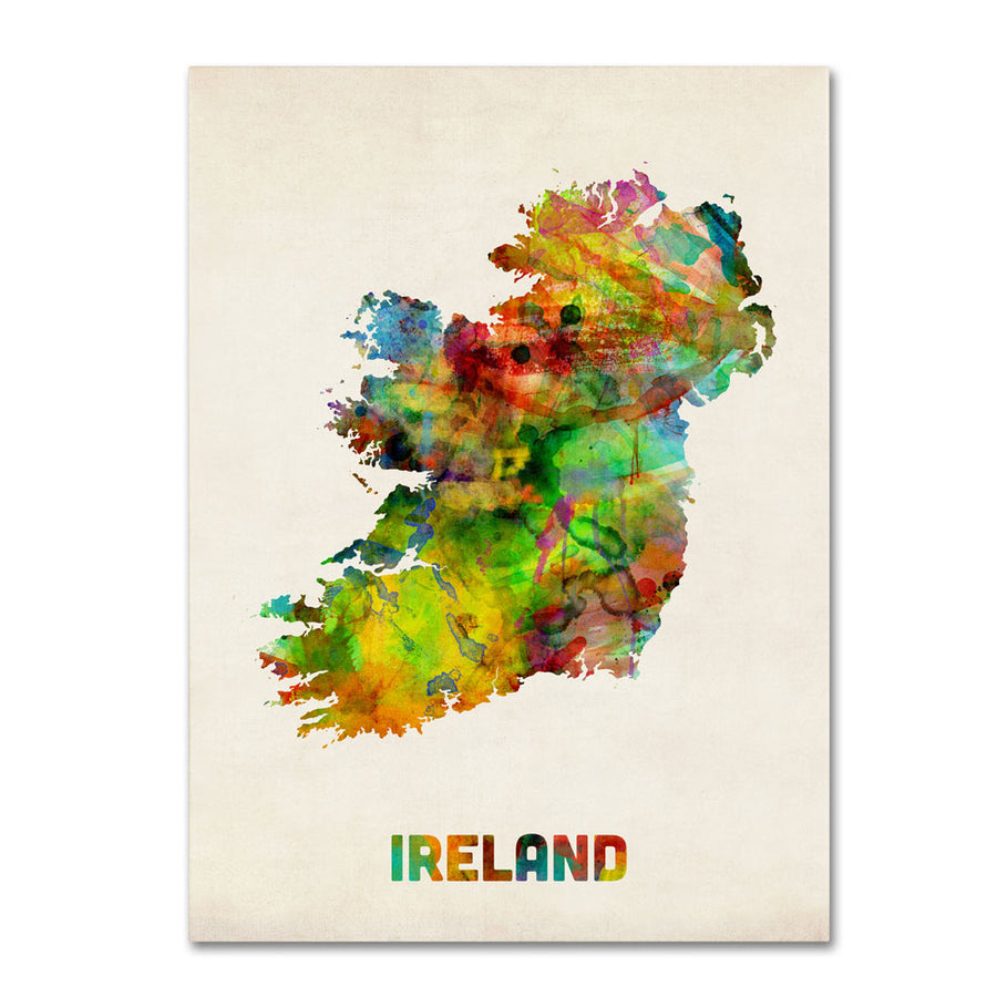 Michael Tompsett Ireland Watercolor Map 14 x 19 Canvas Art Image 1