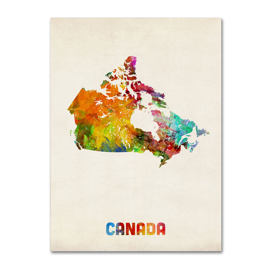 Michael Tompsett Canada Watercolor Map 14 x 19 Canvas Art Image 1
