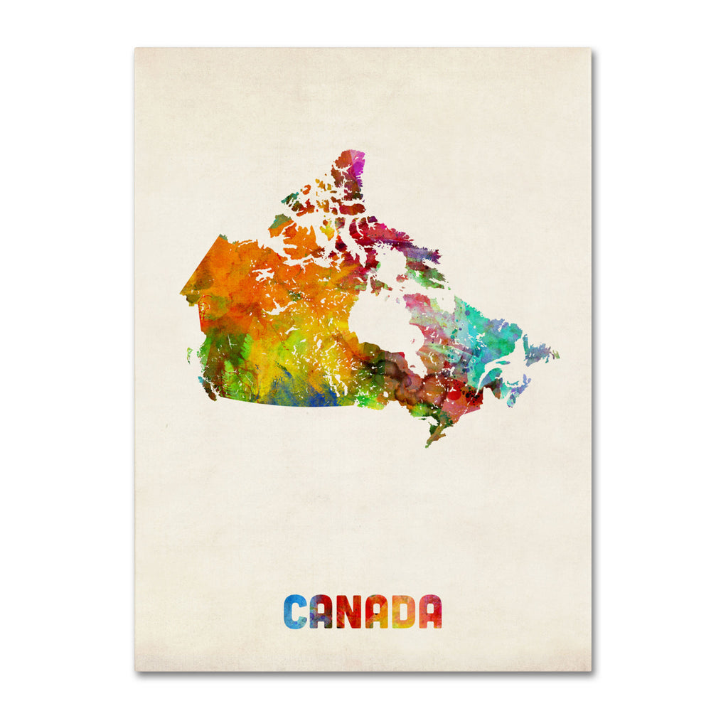 Michael Tompsett Canada Watercolor Map 14 x 19 Canvas Art Image 2