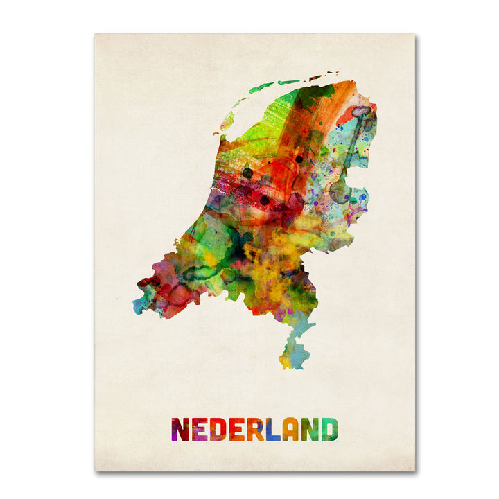 Michael Tompsett Netherlands Watercolor Map 14 x 19 Canvas Art Image 1