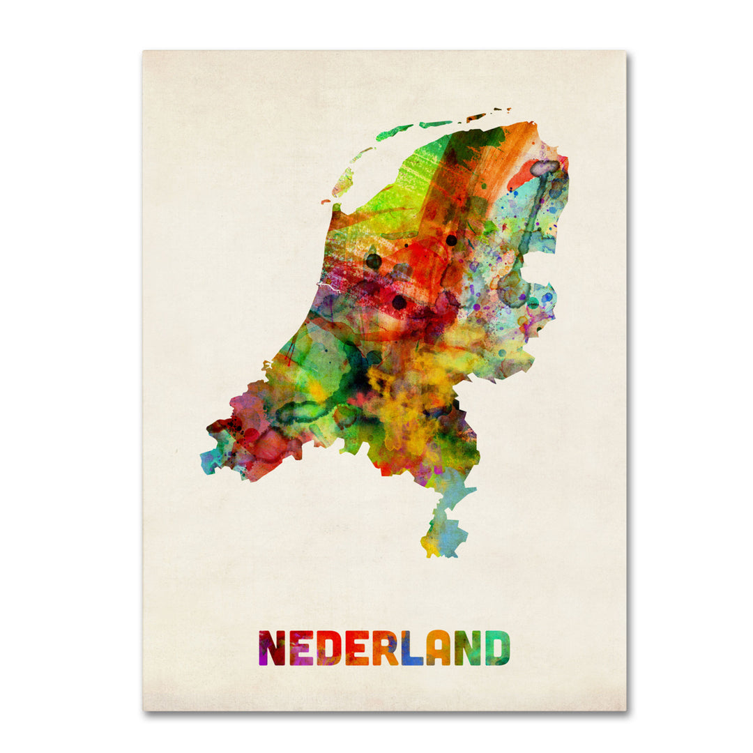 Michael Tompsett Netherlands Watercolor Map 14 x 19 Canvas Art Image 2