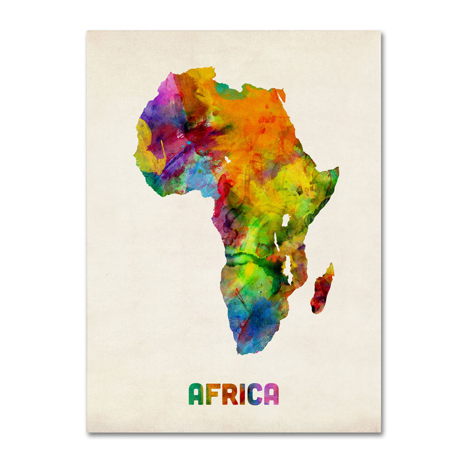 Michael Tompsett Africa Watercolor Map 14 x 19 Canvas Art Image 1