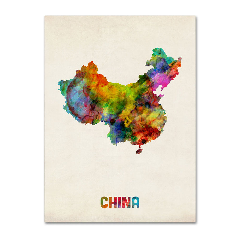 Michael Tompsett China Watercolor Map 14 x 19 Canvas Art Image 1