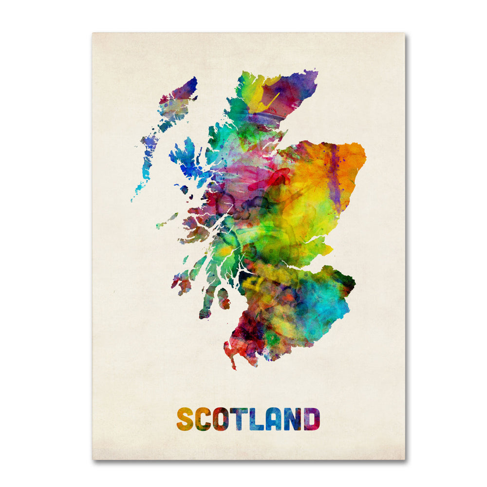 Michael Tompsett Scotland Watercolor Map 14 x 19 Canvas Art Image 2