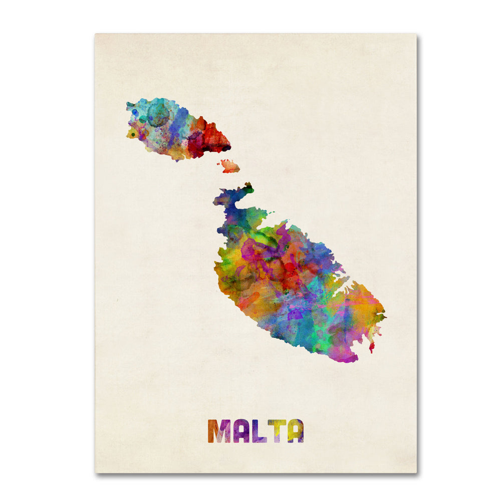 Michael Tompsett Malta Watercolor Map 14 x 19 Canvas Art Image 2