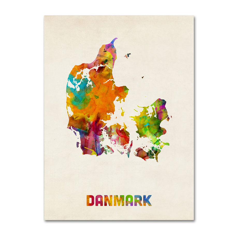 Michael Tompsett Denmark Watercolor Map 14 x 19 Canvas Art Image 1