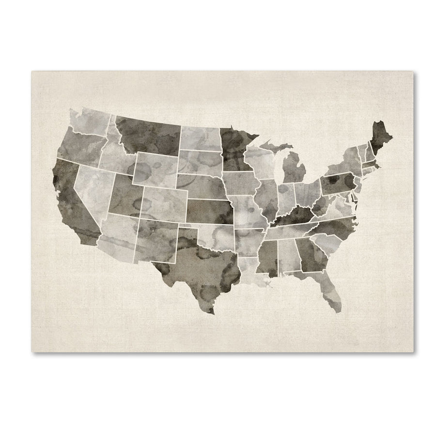 Michael Tompsett United States Watercolor Map 14 x 19 Canvas Art Image 1