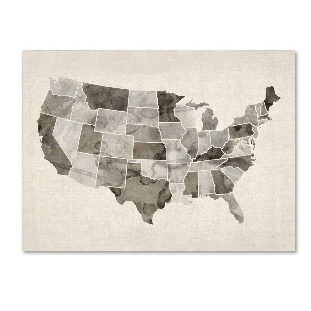 Michael Tompsett United States Watercolor Map 14 x 19 Canvas Art Image 2