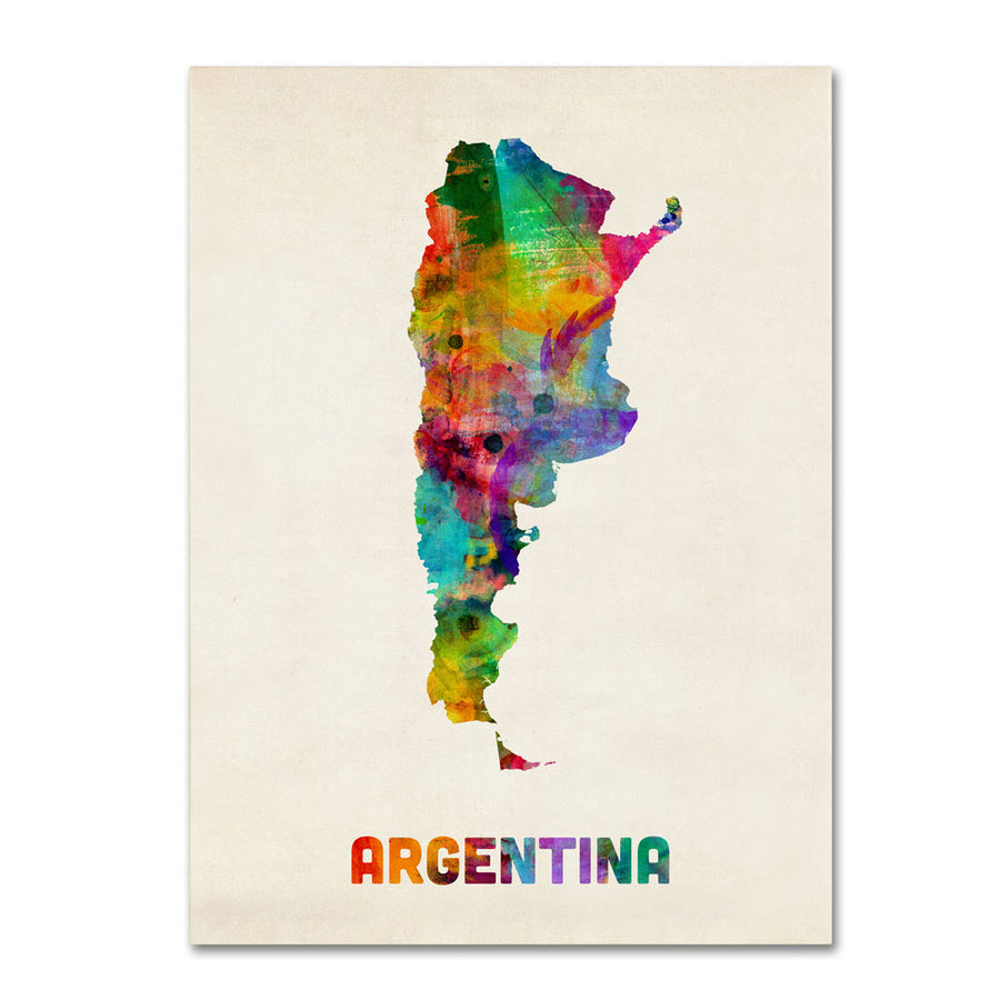 Michael Tompsett Argentina Watercolor Map 14 x 19 Canvas Art Image 1