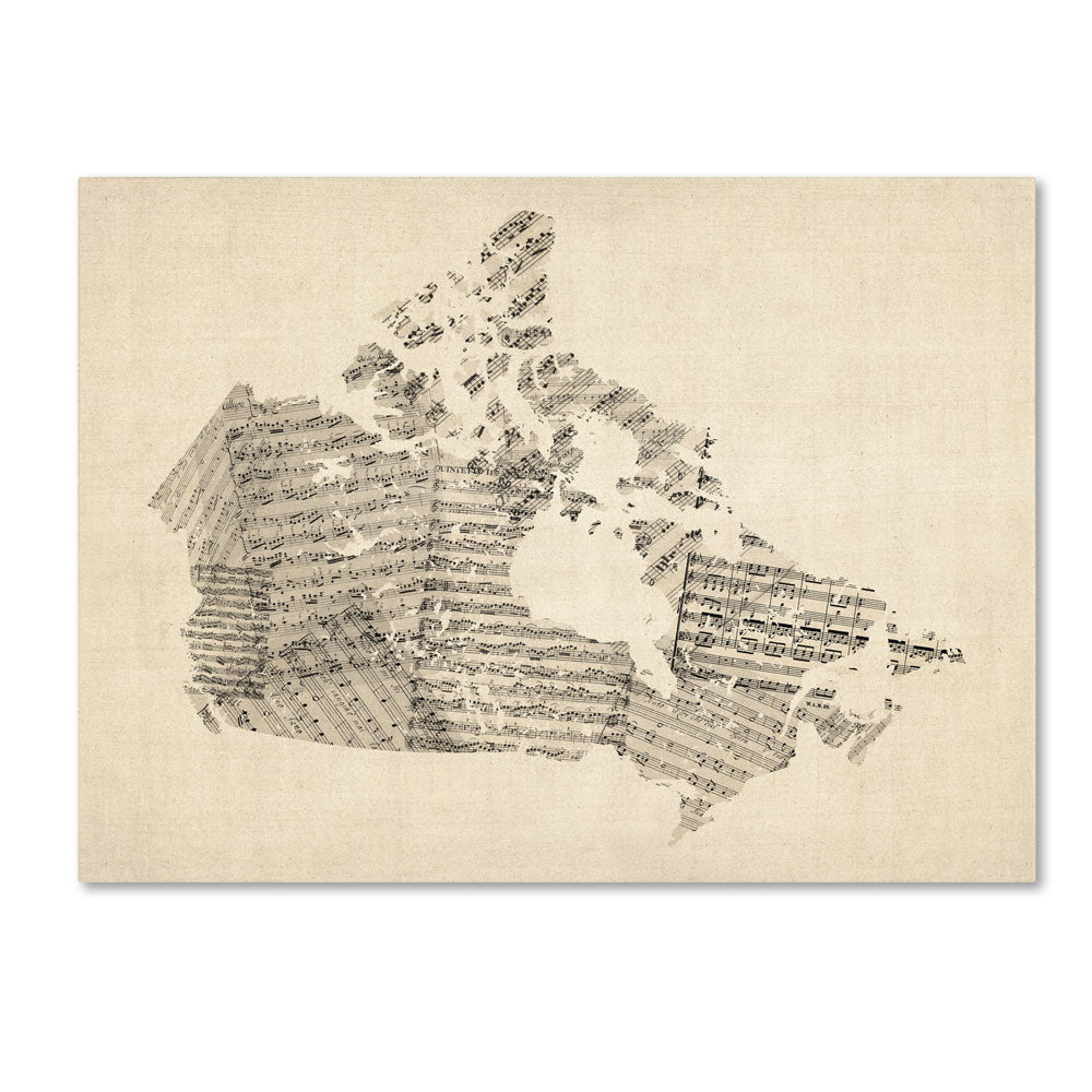 Michael Tompsett Old Sheet Music Map of Canada 14 x 19 Canvas Art Image 1