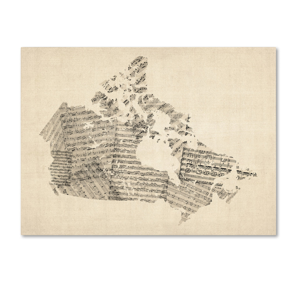 Michael Tompsett Old Sheet Music Map of Canada 14 x 19 Canvas Art Image 2