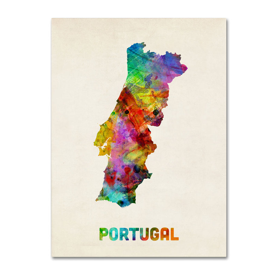 Michael Tompsett Portugal Watercolor Map 14 x 19 Canvas Art Image 1