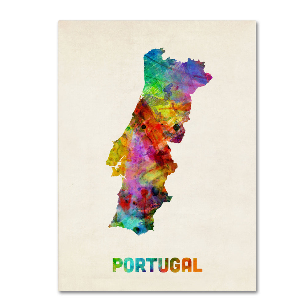 Michael Tompsett Portugal Watercolor Map 14 x 19 Canvas Art Image 2