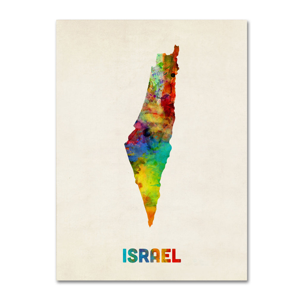 Michael Tompsett Israel Watercolor Map 14 x 19 Canvas Art Image 2