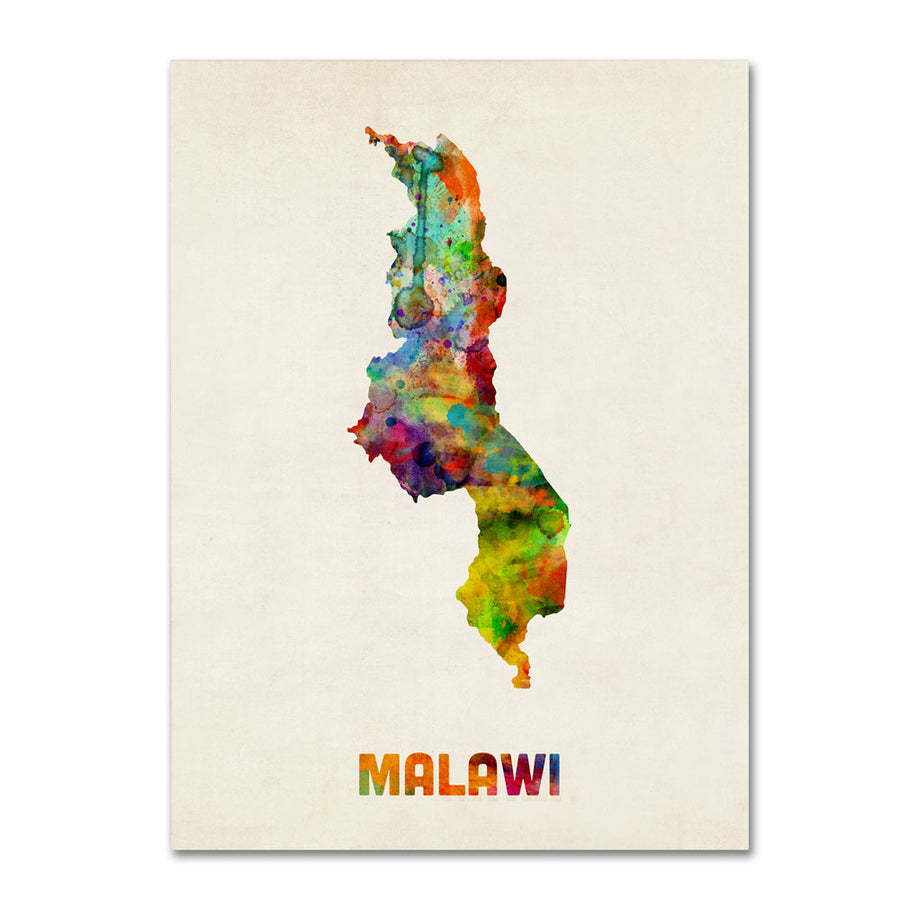 Michael Tompsett Malawi Watercolor Map 14 x 19 Canvas Art Image 1