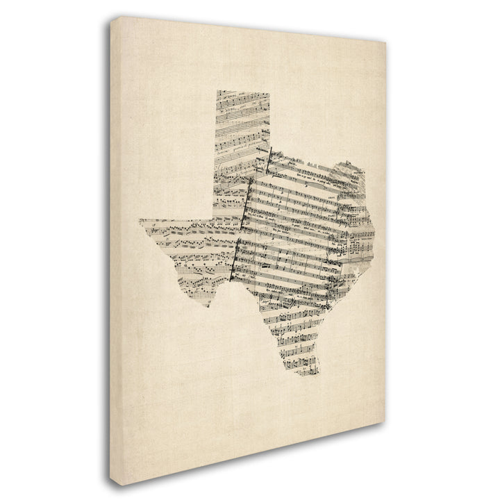 Michael Tompsett Old Sheet Music Map of Texas 14 x 19 Canvas Art Image 3