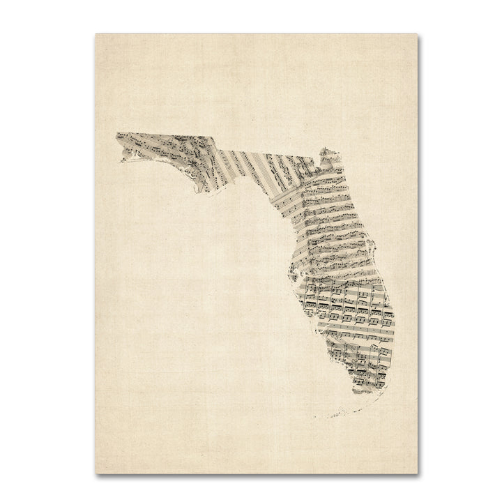 Michael Tompsett Old Sheet Music Map of Florida 14 x 19 Canvas Art Image 2