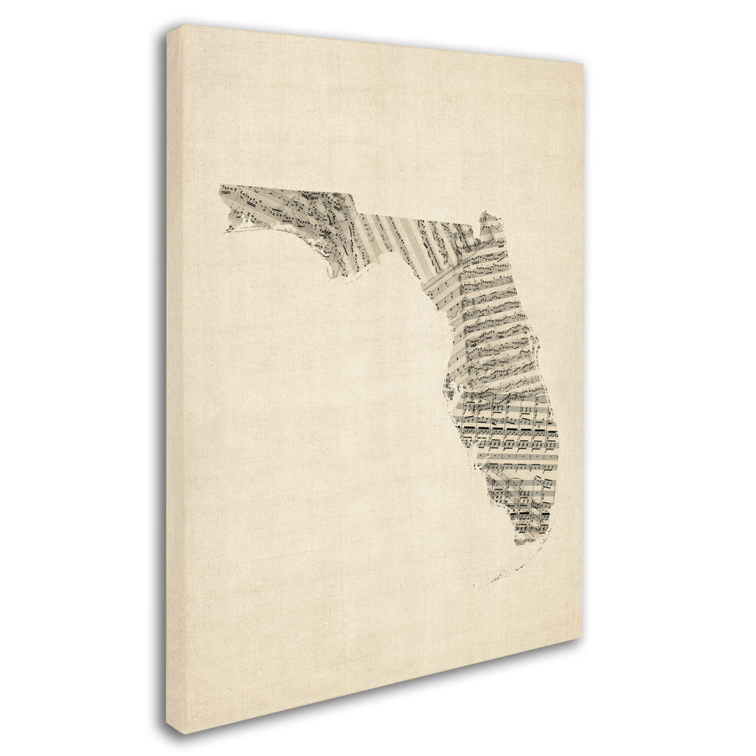 Michael Tompsett Old Sheet Music Map of Florida 14 x 19 Canvas Art Image 3