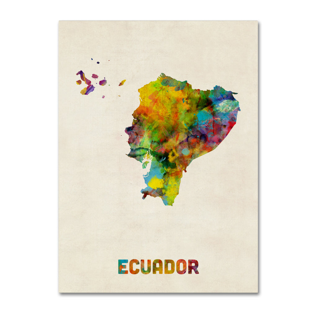 Michael Tompsett Ecuador Watercolor Map 14 x 19 Canvas Art Image 2