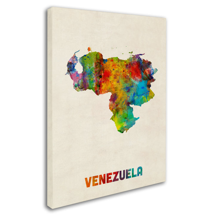 Michael Tompsett Venezuela Watercolor Map 14 x 19 Canvas Art Image 3