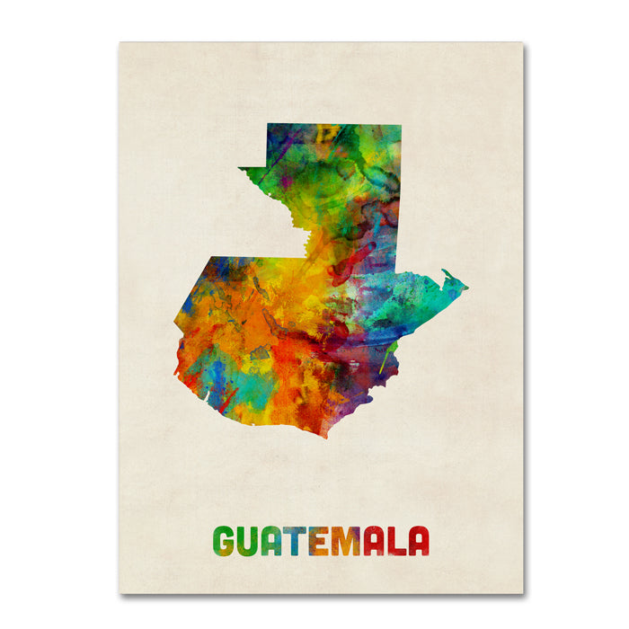 Michael Tompsett Guatemala Watercolor Map 14 x 19 Canvas Art Image 1
