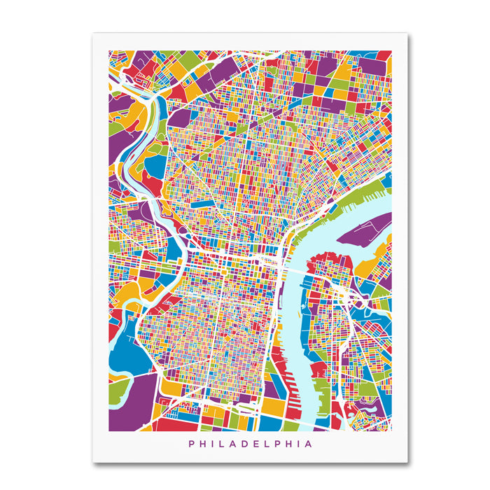 Michael Tompsett Philadelphia Pennsylvania Street Map III 14 x 19 Canvas Art Image 1