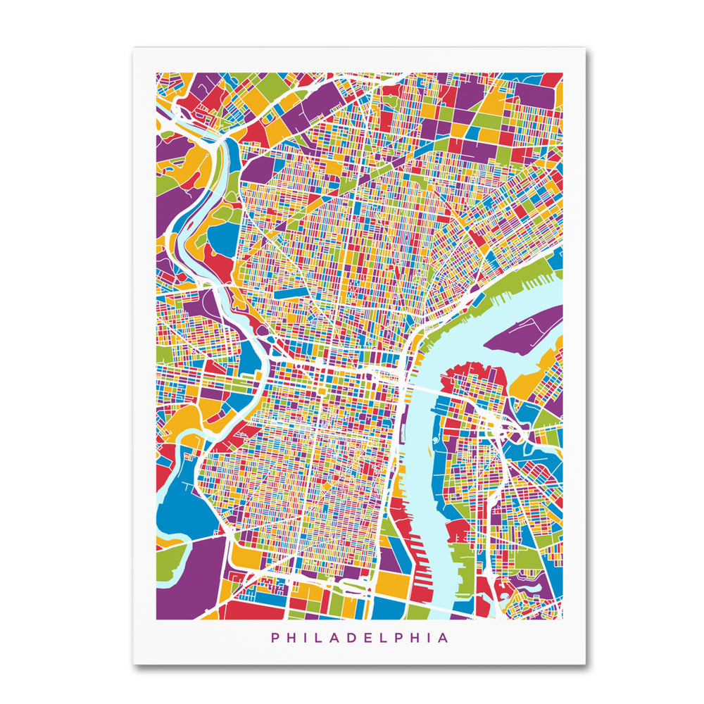 Michael Tompsett Philadelphia Pennsylvania Street Map III 14 x 19 Canvas Art Image 2