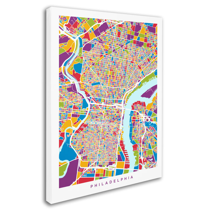 Michael Tompsett Philadelphia Pennsylvania Street Map III 14 x 19 Canvas Art Image 3