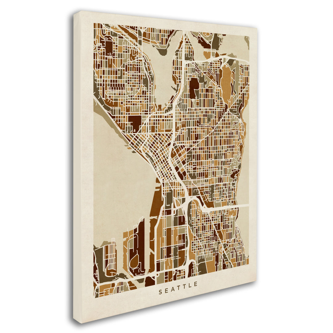 Michael Tompsett Seattle Washington Street Map II 14 x 19 Canvas Art Image 3