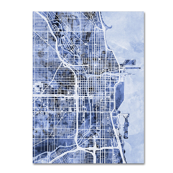 Michael Tompsett Chicago City Street Map BandW 14 x 19 Canvas Art Image 1