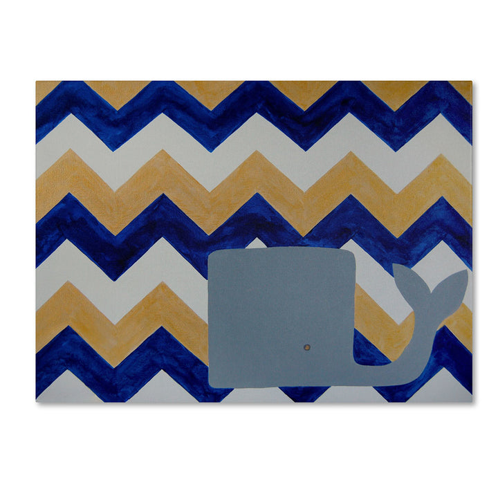 Nicole Dietz Blue and Gold Whale Chevron 14 x 19 Canvas Art Image 1