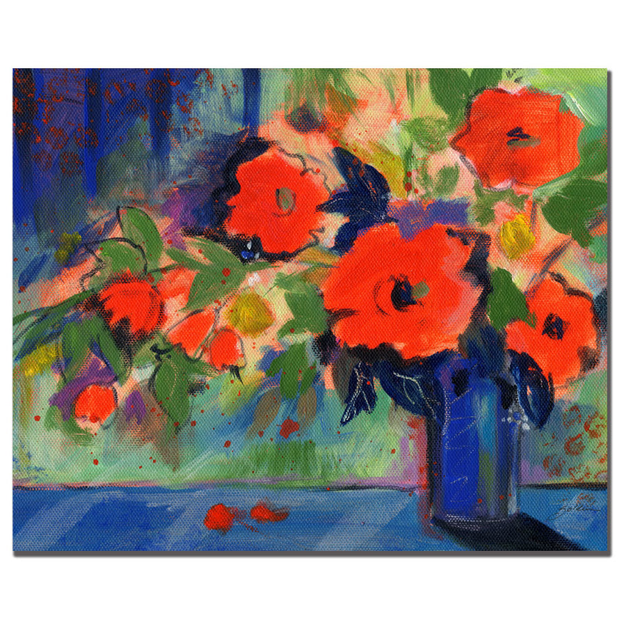 Sheila Golden Red Flowers 14 x 19 Canvas Art Image 1