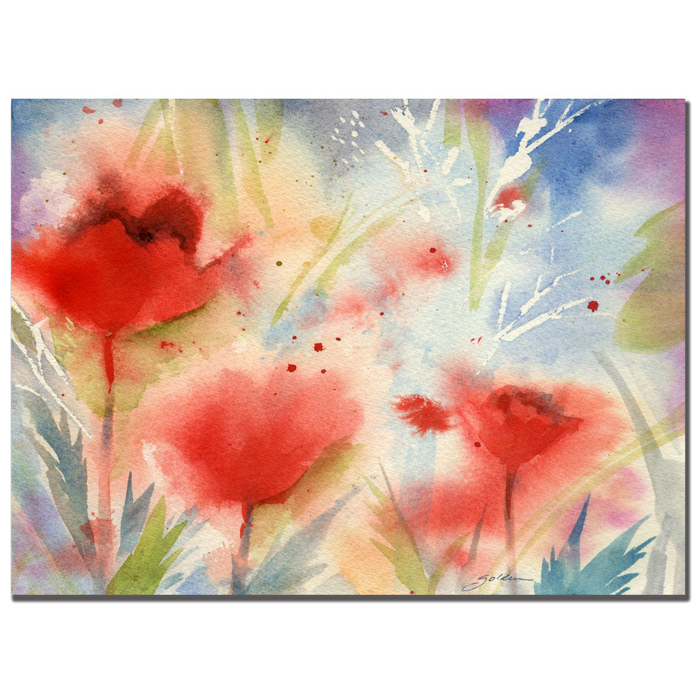 Sheila Golden Red Poppy Splash 14 x 19 Canvas Art Image 1