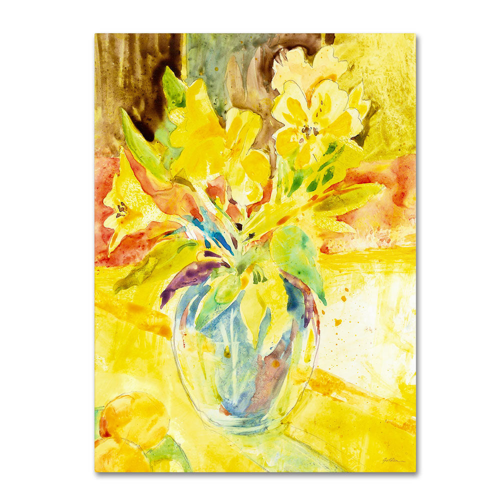 Sheila Golden Vase with Yellow Flowers 14 x 19 Canvas Art Image 1