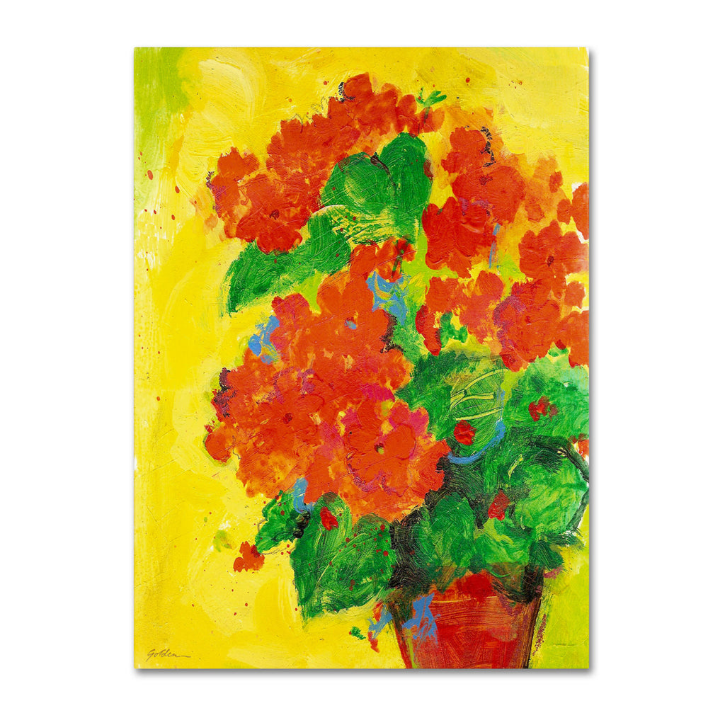 Sheila Golden Geraniums Against Yellow 14 x 19 Canvas Art Image 2