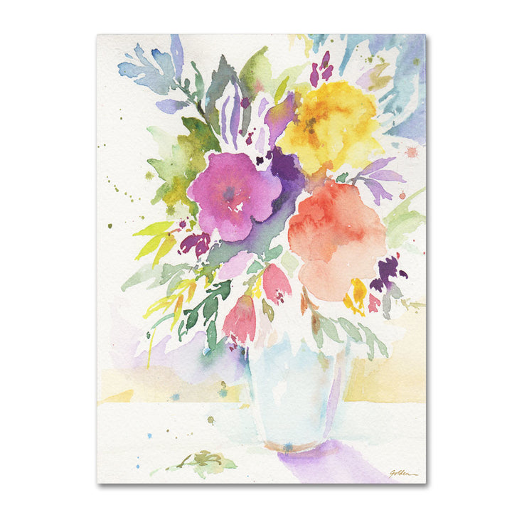 Sheila Golden Vase with Bright Blooms 14 x 19 Canvas Art Image 1