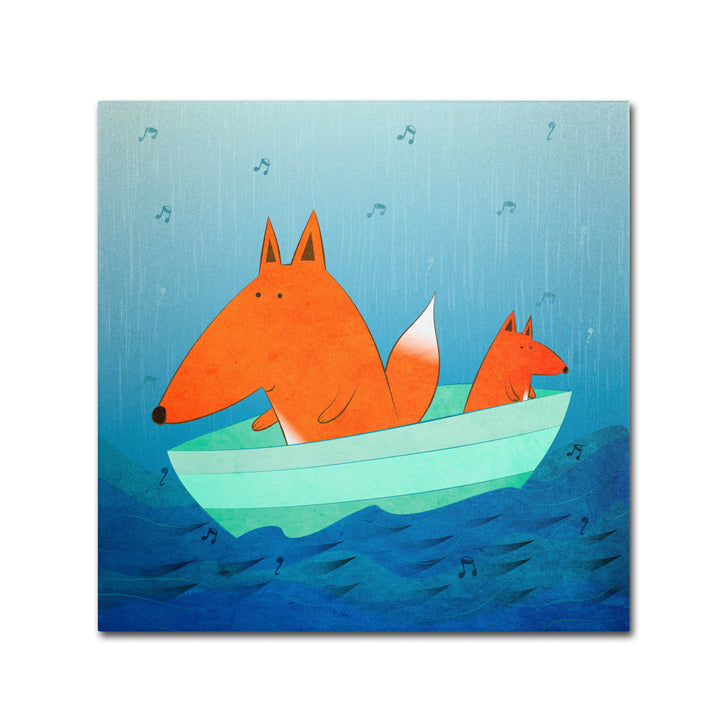 Carla Martell Fox in a Boat Canvas Wall Art 14 x 14 Image 2