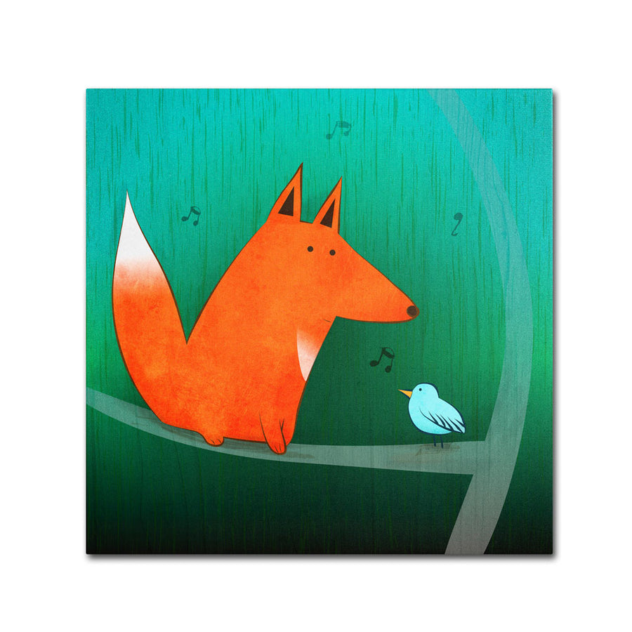 Carla Martell Fox in Tree Canvas Wall Art 14 x 14 Image 1