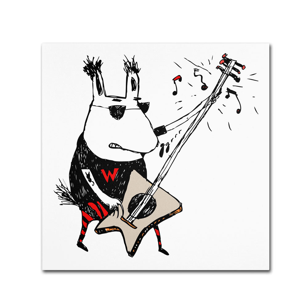 Carla Martell Wild Guitar Wolf Canvas Wall Art 14 x 14 Image 1