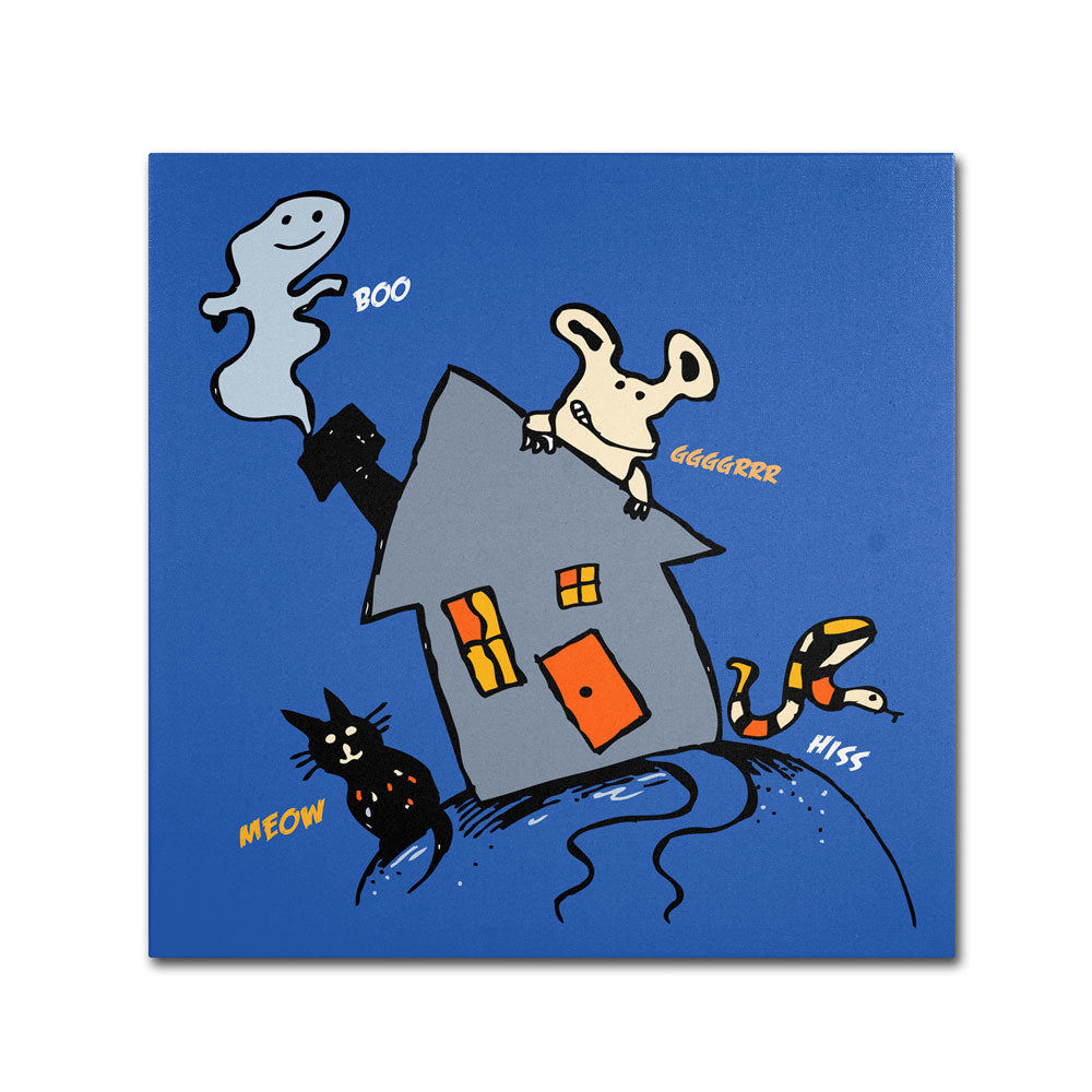 Carla Martell Halloween House Canvas Wall Art 14 x 14 Image 1