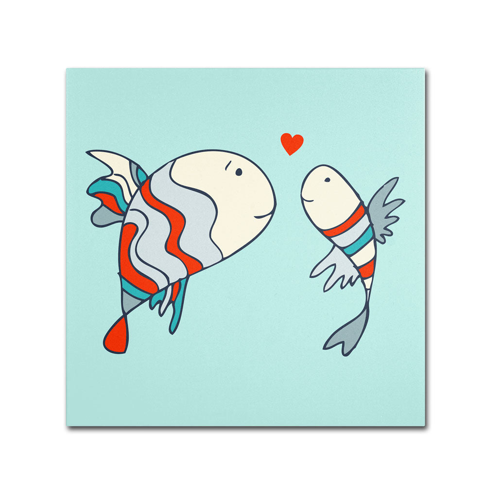 Carla Martell Two Little Love Fish Canvas Wall Art 14 x 14 Image 1